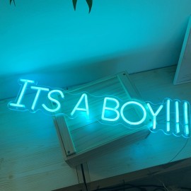‘It’s a boy!’ neon sign (blue)
